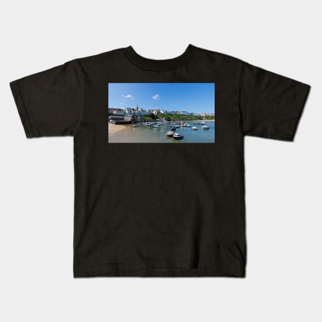 The Harbour, Tenby. Kids T-Shirt by RJDowns